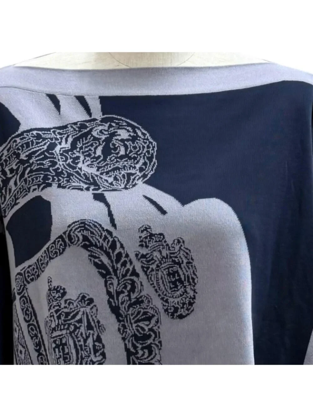 Hermes Brides de Gala Ceremonial Bridle Silk Blend Knit Navy Gray French 38